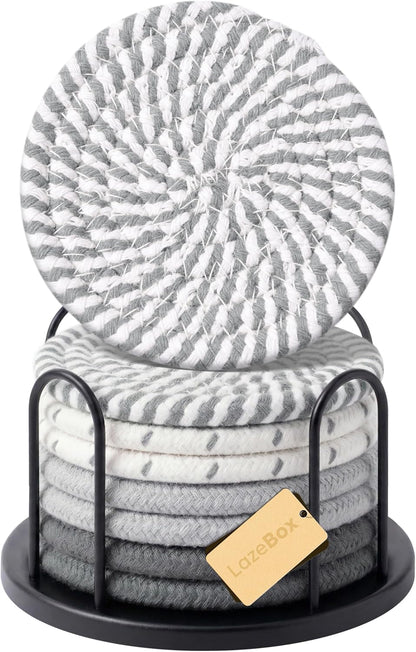 Coasters Set of 8 for Drinks, 4 Inch Large Coasters for Coffee Table, Tabletop Protection for Hot & Cold Drinks, Versatile Coasters for Home Decor, Non-Slip & Easy to Clean, Coffee