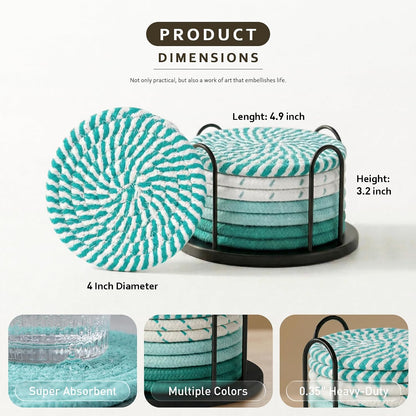 Coasters Set of 8 for Drinks, 4 Inch Large Coasters for Coffee Table, Tabletop Protection for Hot & Cold Drinks, Versatile Coasters for Home Decor, Non-Slip & Easy to Clean, Coffee