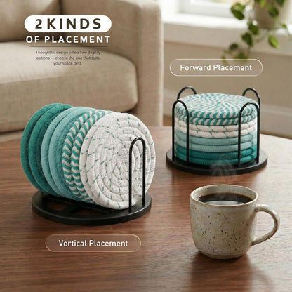 Coasters Set of 8 for Drinks, 4 Inch Large Coasters for Coffee Table, Tabletop Protection for Hot & Cold Drinks, Versatile Coasters for Home Decor, Non-Slip & Easy to Clean, Coffee