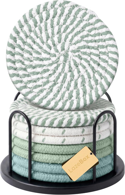 Coasters Set of 8 for Drinks, 4 Inch Large Coasters for Coffee Table, Tabletop Protection for Hot & Cold Drinks, Versatile Coasters for Home Decor, Non-Slip & Easy to Clean, Coffee