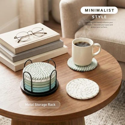 Coasters Set of 8 for Drinks, 4 Inch Large Coasters for Coffee Table, Tabletop Protection for Hot & Cold Drinks, Versatile Coasters for Home Decor, Non-Slip & Easy to Clean, Coffee