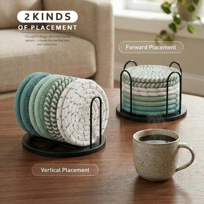 Coasters Set of 8 for Drinks, 4 Inch Large Coasters for Coffee Table, Tabletop Protection for Hot & Cold Drinks, Versatile Coasters for Home Decor, Non-Slip & Easy to Clean, Coffee