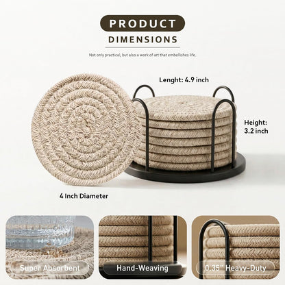 Coasters Set of 8 for Drinks, 4 Inch Large Coasters for Coffee Table, Tabletop Protection for Hot & Cold Drinks, Versatile Coasters for Home Decor, Non-Slip & Easy to Clean, Coffee