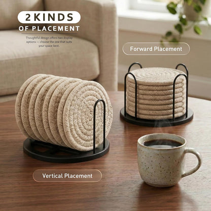 Coasters Set of 8 for Drinks, 4 Inch Large Coasters for Coffee Table, Tabletop Protection for Hot & Cold Drinks, Versatile Coasters for Home Decor, Non-Slip & Easy to Clean, Coffee