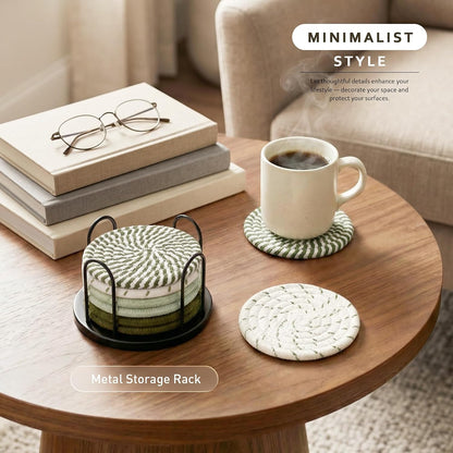 Coasters Set of 8 for Drinks, 4 Inch Large Coasters for Coffee Table, Tabletop Protection for Hot & Cold Drinks, Versatile Coasters for Home Decor, Non-Slip & Easy to Clean, Coffee