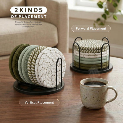 Coasters Set of 8 for Drinks, 4 Inch Large Coasters for Coffee Table, Tabletop Protection for Hot & Cold Drinks, Versatile Coasters for Home Decor, Non-Slip & Easy to Clean, Coffee