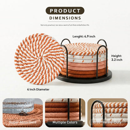Coasters Set of 8 for Drinks, 4 Inch Large Coasters for Coffee Table, Tabletop Protection for Hot & Cold Drinks, Versatile Coasters for Home Decor, Non-Slip & Easy to Clean, Coffee