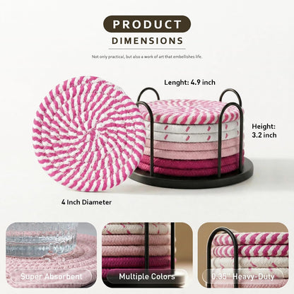 Coasters Set of 8 for Drinks, 4 Inch Large Coasters for Coffee Table, Tabletop Protection for Hot & Cold Drinks, Versatile Coasters for Home Decor, Non-Slip & Easy to Clean, Coffee