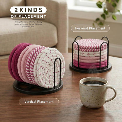 Coasters Set of 8 for Drinks, 4 Inch Large Coasters for Coffee Table, Tabletop Protection for Hot & Cold Drinks, Versatile Coasters for Home Decor, Non-Slip & Easy to Clean, Coffee