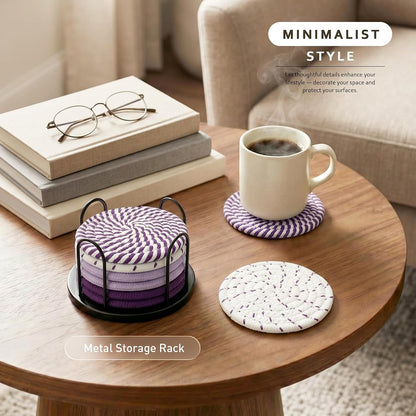 Coasters Set of 8 for Drinks, 4 Inch Large Coasters for Coffee Table, Tabletop Protection for Hot & Cold Drinks, Versatile Coasters for Home Decor, Non-Slip & Easy to Clean, Coffee
