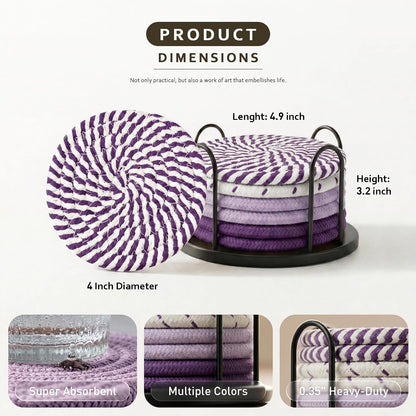 Coasters Set of 8 for Drinks, 4 Inch Large Coasters for Coffee Table, Tabletop Protection for Hot & Cold Drinks, Versatile Coasters for Home Decor, Non-Slip & Easy to Clean, Coffee