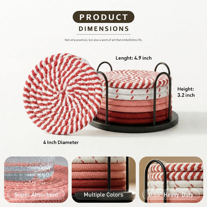 Coasters Set of 8 for Drinks, 4 Inch Large Coasters for Coffee Table, Tabletop Protection for Hot & Cold Drinks, Versatile Coasters for Home Decor, Non-Slip & Easy to Clean, Coffee