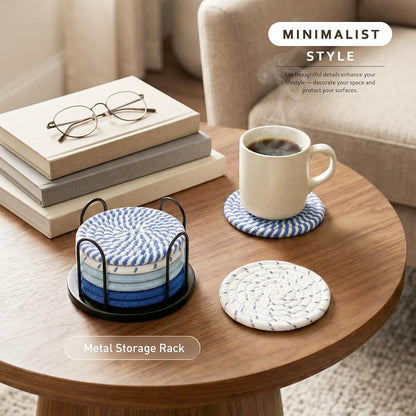Coasters Set of 8 for Drinks, 4 Inch Large Coasters for Coffee Table, Tabletop Protection for Hot & Cold Drinks, Versatile Coasters for Home Decor, Non-Slip & Easy to Clean, Coffee