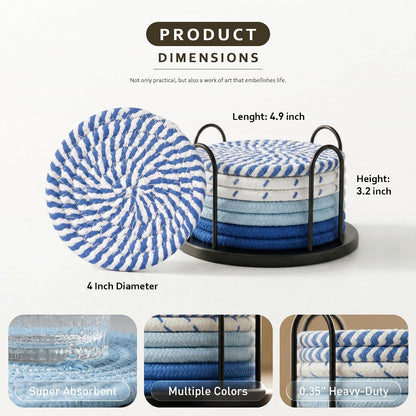Coasters Set of 8 for Drinks, 4 Inch Large Coasters for Coffee Table, Tabletop Protection for Hot & Cold Drinks, Versatile Coasters for Home Decor, Non-Slip & Easy to Clean, Coffee
