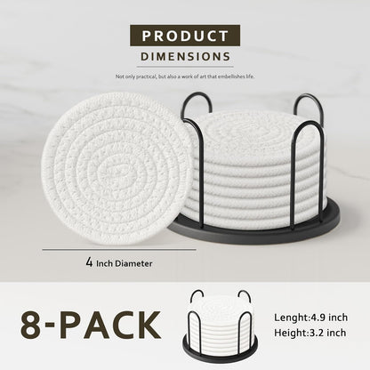Coasters Set of 8 for Drinks, 4 Inch Large Coasters for Coffee Table, Tabletop Protection for Hot & Cold Drinks, Versatile Coasters for Home Decor, Non-Slip & Easy to Clean, Coffee