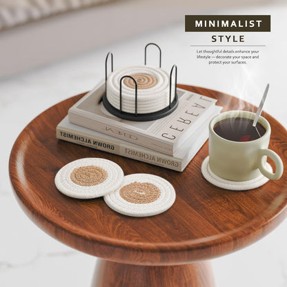 Coasters Set of 8 for Drinks, 4 Inch Large Coasters for Coffee Table, Tabletop Protection for Hot & Cold Drinks, Versatile Coasters for Home Decor, Non-Slip & Easy to Clean, Coffee