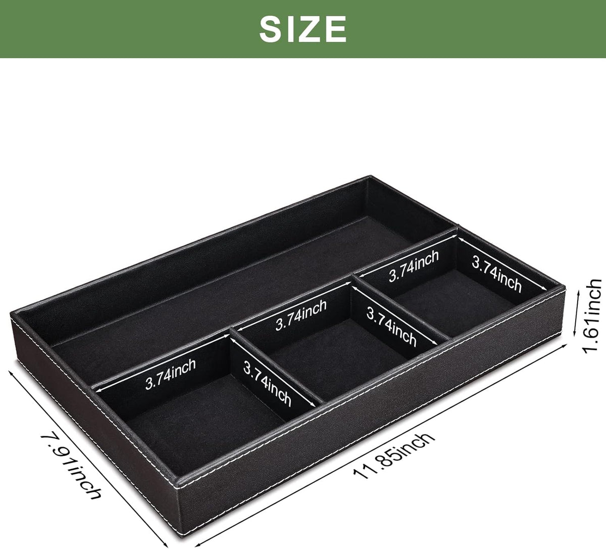Faux Leather Valet Tray for Men, Stackable Jewelry Organizer for Drawers Inserts, Nightstand Caddy Tray for Key, Wallet, Sunglass, Watch, Coin, Phone, Bedside Desktop Storage Brown