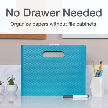 Pendaflex Mobile File Box with Handles, Easy Set Up, Collapse Down and Store Away, 13"W x 10"H x 6.5"D, Holds Letter Size Files, White (126119)