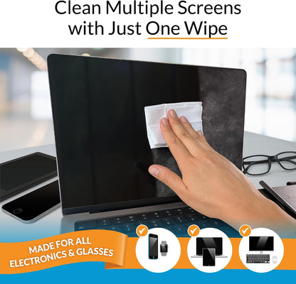 Screen Cleaner Wipes Individually Wrapped Travel Size Streak-Free (24 Large Wipes)