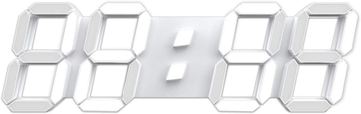 3D LED Digital Wall Clock with Remote Control, 9.7 Inch, White