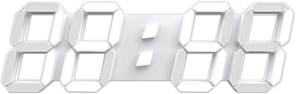 3D LED Digital Wall Clock with Remote Control, 9.7 Inch, White