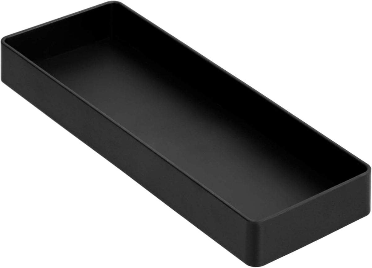 Rectangular Plastic Desk Organizer Bundle, 3 Pieces with Half Accessory Tray, Small, Black