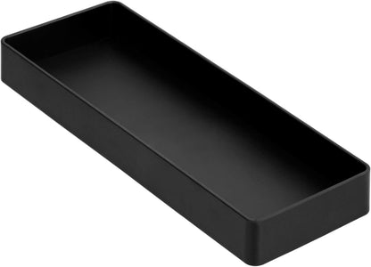 Rectangular Plastic Desk Organizer Bundle, 3 Pieces with Half Accessory Tray, Small, Black