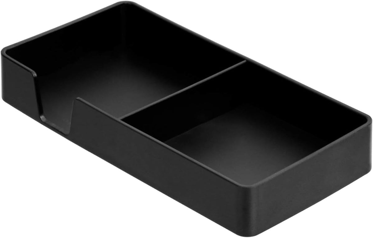 Rectangular Plastic Desk Organizer Bundle, 3 Pieces with Half Accessory Tray, Small, Black