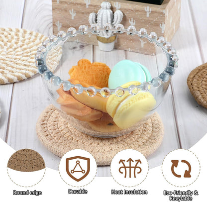 Woven Coasters, Brown Cute Coasters for Desk Minimalist Aesthetic Coaster Set of 4 for Kitchen Dining Coffee Desk Tabletop Protection Housewarming Gift for Home Decor (4.13in/10.5cm)