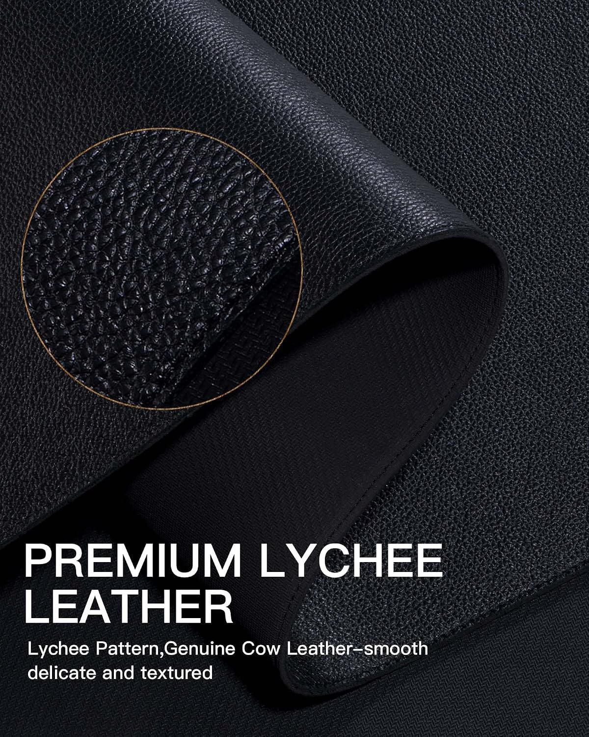 Genuine Leather Desk Mat, 31.5"x15.8" Office Desk Pad, Thick Premium Table Pad with Stitched Line, Non-Slip Laptop Writing Pad with Rubber Base (Dark Brown, 31.5"x15.8")