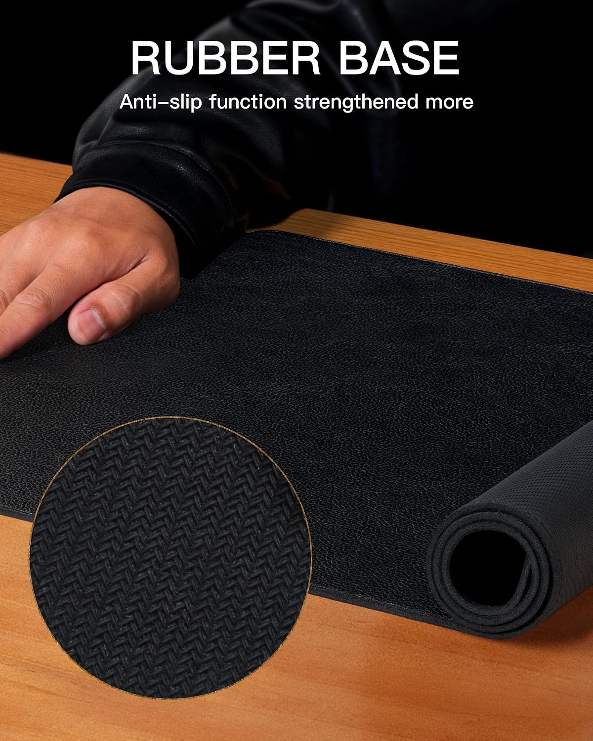 Genuine Leather Desk Mat, 31.5"x15.8" Office Desk Pad, Thick Premium Table Pad with Stitched Line, Non-Slip Laptop Writing Pad with Rubber Base (Dark Brown, 31.5"x15.8")