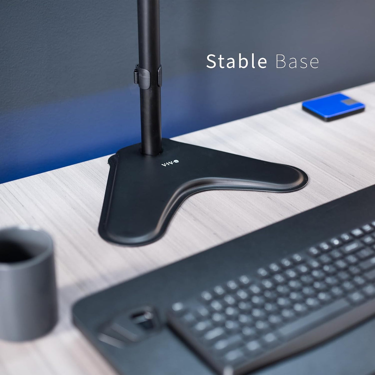 Single Monitor Desk Stand, Holds Screens up to 32 inch Regular and 38 inch Ultrawide, Freestanding VESA Steel Mount Base, Adjustable Height, Tilt, Swivel, Rotation, Black, STAND-V001H