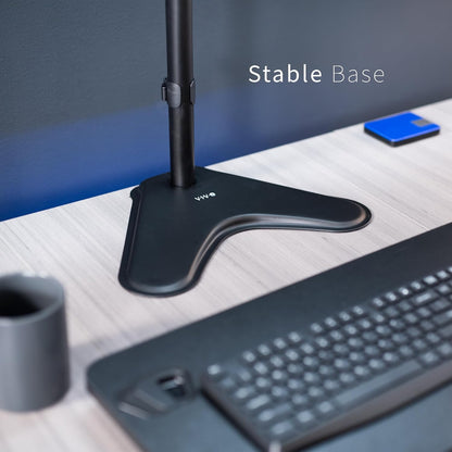 Single Monitor Desk Stand, Holds Screens up to 32 inch Regular and 38 inch Ultrawide, Freestanding VESA Steel Mount Base, Adjustable Height, Tilt, Swivel, Rotation, Black, STAND-V001H