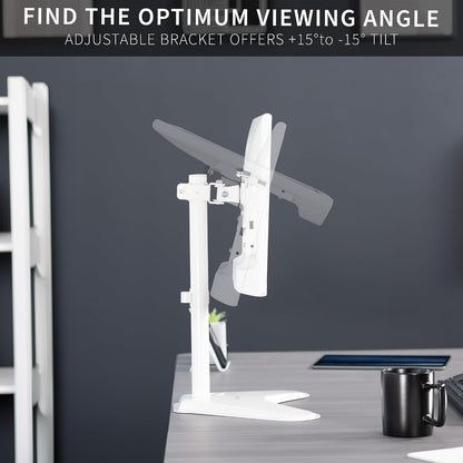 Single Monitor Desk Stand, Holds Screens up to 32 inch Regular and 38 inch Ultrawide, Freestanding VESA Steel Mount Base, Adjustable Height, Tilt, Swivel, Rotation, Black, STAND-V001H