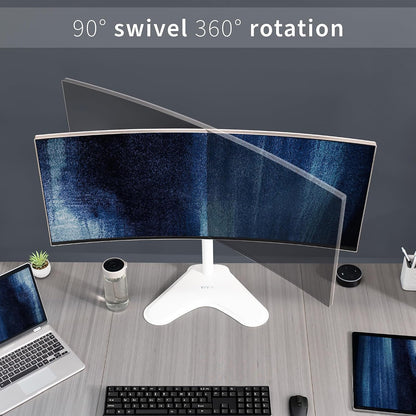 Single Monitor Desk Stand, Holds Screens up to 32 inch Regular and 38 inch Ultrawide, Freestanding VESA Steel Mount Base, Adjustable Height, Tilt, Swivel, Rotation, Black, STAND-V001H