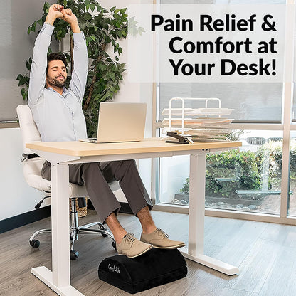 Foot Rest for Under Desk at Work – Adjustable Height Memory Foam Foot Stool for Under Desk, Office Chair & Gaming Chair – Ergonomic Footrest for Back & Hip Pain Relief (Black)