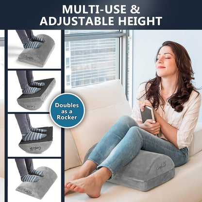 Foot Rest for Under Desk at Work – Adjustable Height Memory Foam Foot Stool for Under Desk, Office Chair & Gaming Chair – Ergonomic Footrest for Back & Hip Pain Relief (Black)