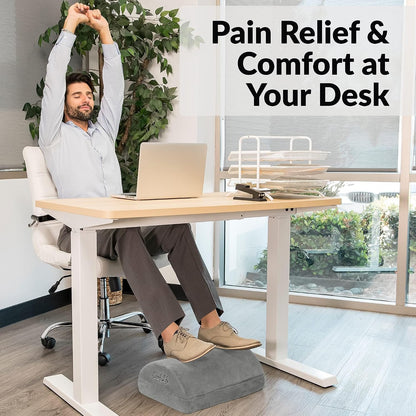 Foot Rest for Under Desk at Work – Adjustable Height Memory Foam Foot Stool for Under Desk, Office Chair & Gaming Chair – Ergonomic Footrest for Back & Hip Pain Relief (Black)