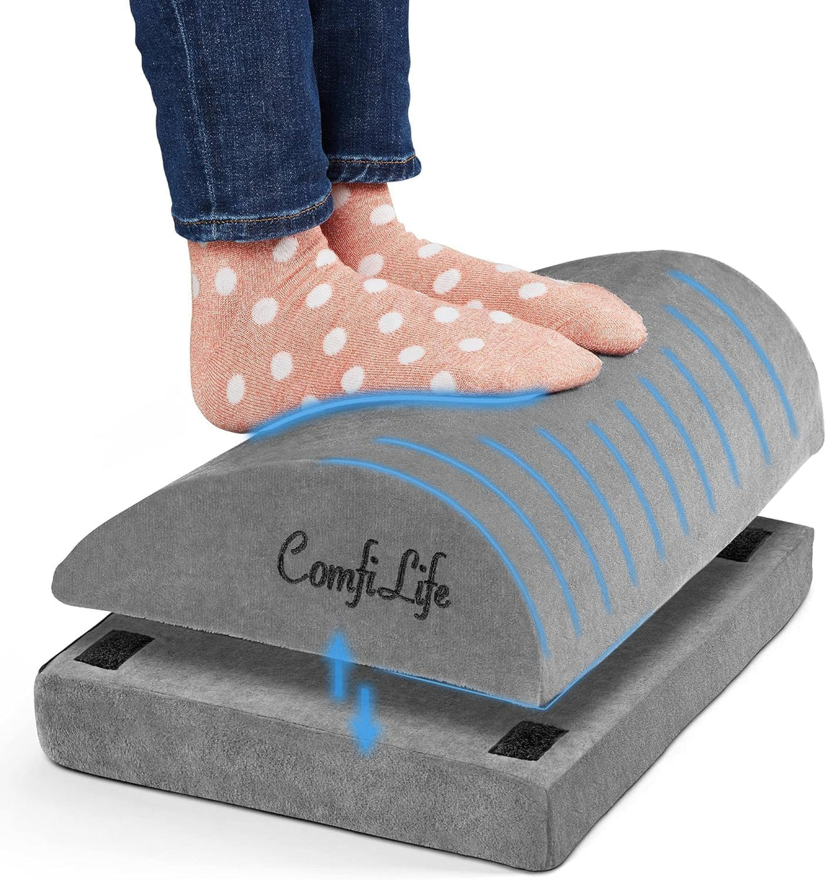 Foot Rest for Under Desk at Work – Adjustable Height Memory Foam Foot Stool for Under Desk, Office Chair & Gaming Chair – Ergonomic Footrest for Back & Hip Pain Relief (Black)