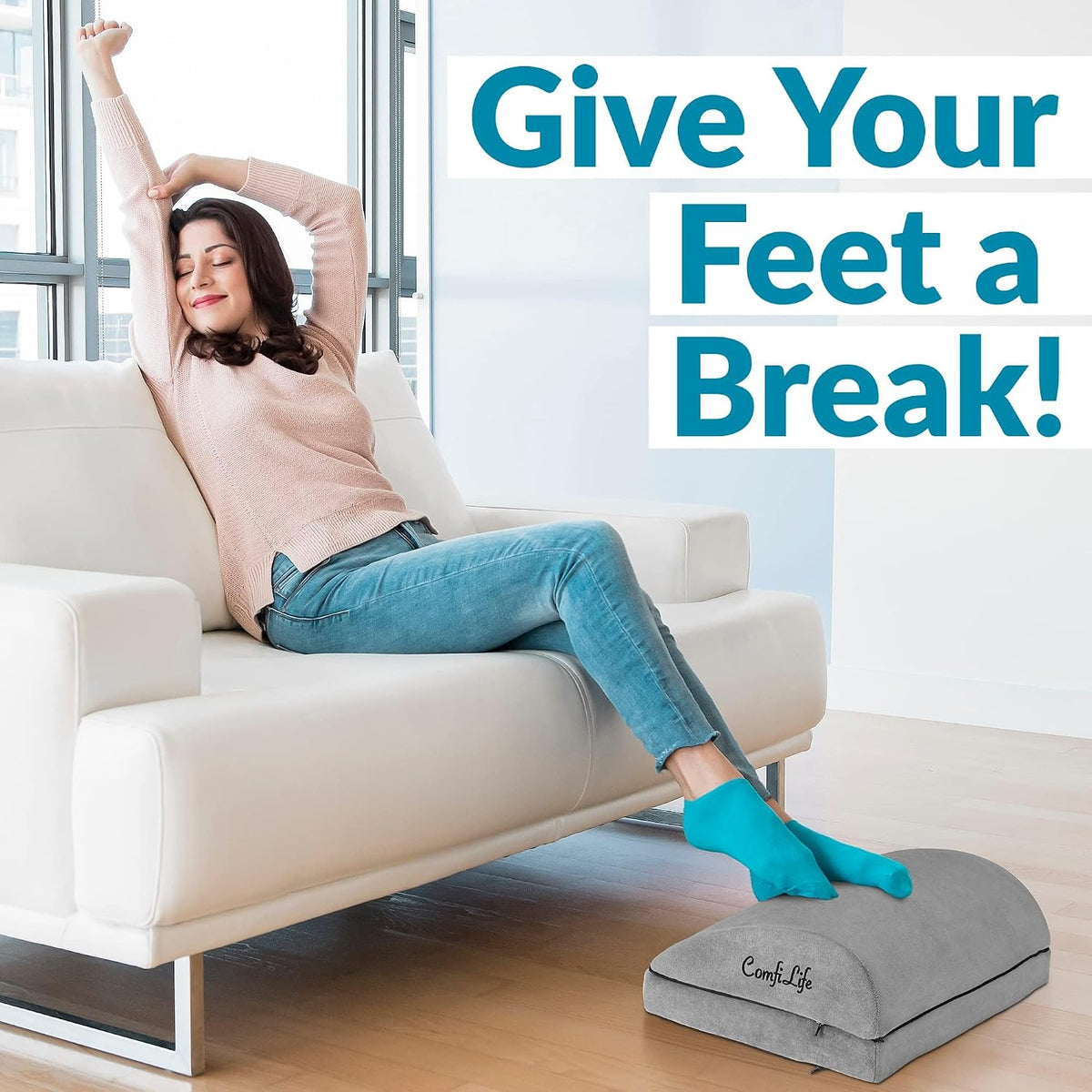 Foot Rest for Under Desk at Work – Adjustable Height Memory Foam Foot Stool for Under Desk, Office Chair & Gaming Chair – Ergonomic Footrest for Back & Hip Pain Relief (Black)