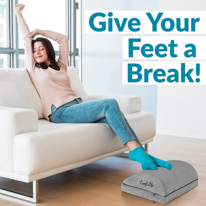 Foot Rest for Under Desk at Work – Adjustable Height Memory Foam Foot Stool for Under Desk, Office Chair & Gaming Chair – Ergonomic Footrest for Back & Hip Pain Relief (Black)