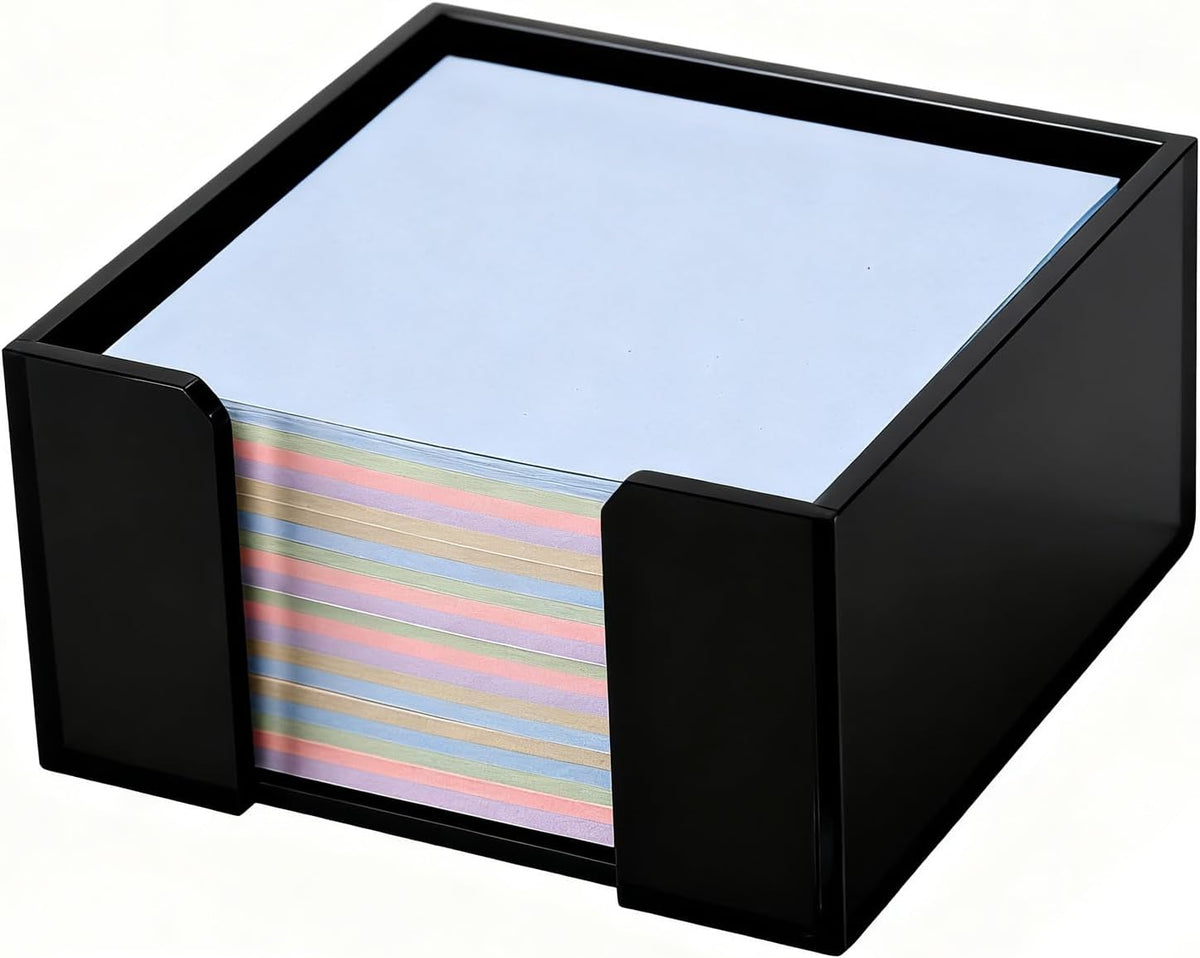Black Acrylic Sticky Note Holder, 3x3 Crystal Clear Notepad Holder with Anti-Slip Base Post It Note Holder Sticky Note, Dispenser for Office Desk, Home Organizer