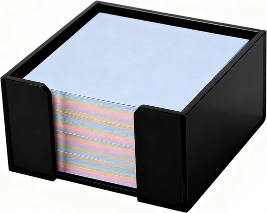Black Acrylic Sticky Note Holder, 3x3 Crystal Clear Notepad Holder with Anti-Slip Base Post It Note Holder Sticky Note, Dispenser for Office Desk, Home Organizer