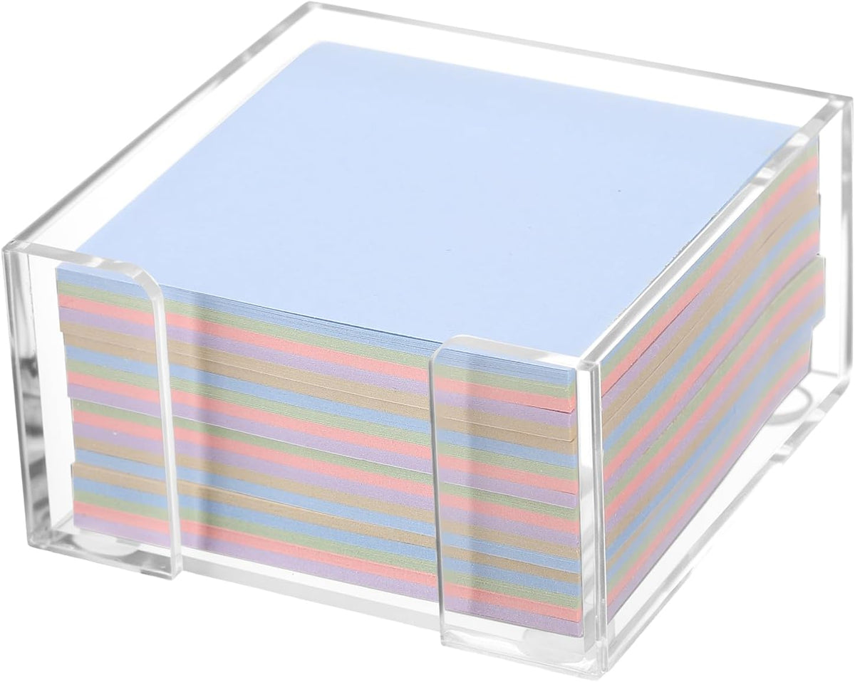 Black Acrylic Sticky Note Holder, 3x3 Crystal Clear Notepad Holder with Anti-Slip Base Post It Note Holder Sticky Note, Dispenser for Office Desk, Home Organizer