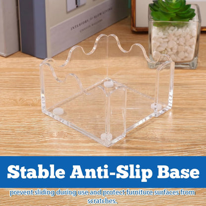 Black Acrylic Sticky Note Holder, 3x3 Crystal Clear Notepad Holder with Anti-Slip Base Post It Note Holder Sticky Note, Dispenser for Office Desk, Home Organizer