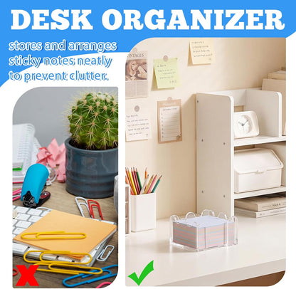 Black Acrylic Sticky Note Holder, 3x3 Crystal Clear Notepad Holder with Anti-Slip Base Post It Note Holder Sticky Note, Dispenser for Office Desk, Home Organizer