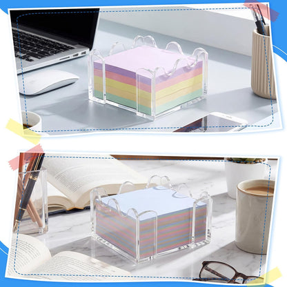 Black Acrylic Sticky Note Holder, 3x3 Crystal Clear Notepad Holder with Anti-Slip Base Post It Note Holder Sticky Note, Dispenser for Office Desk, Home Organizer