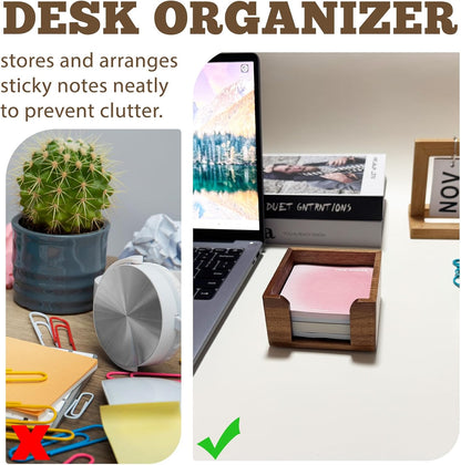Black Acrylic Sticky Note Holder, 3x3 Crystal Clear Notepad Holder with Anti-Slip Base Post It Note Holder Sticky Note, Dispenser for Office Desk, Home Organizer