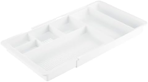 Expandable Plastic Drawer Organizer and Storage Container for Office Supplies - Gel Pen Pencil, Marker, Stationary, Desk Supply Holder for Drawers and Desktop - Lumiere Collection - Light Gray