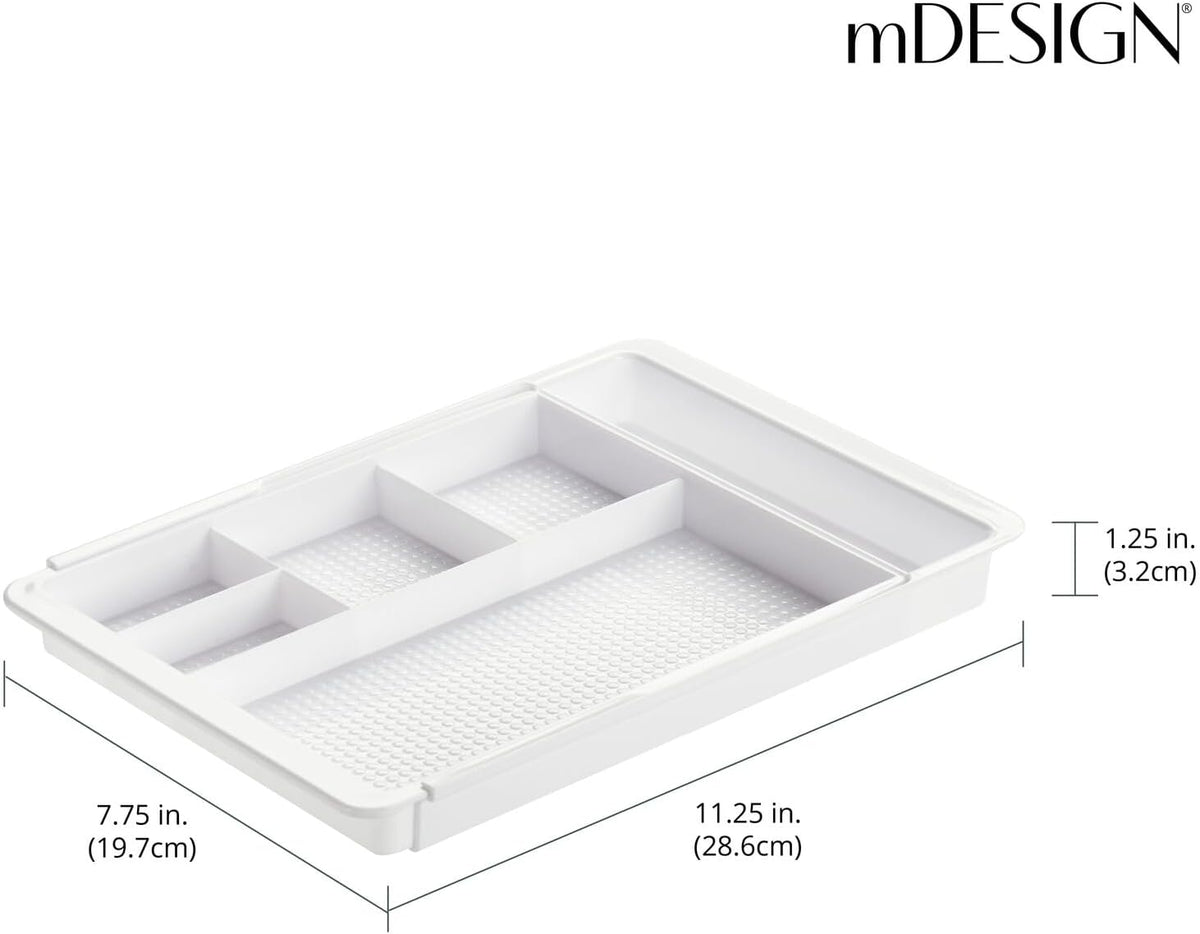 Expandable Plastic Drawer Organizer and Storage Container for Office Supplies - Gel Pen Pencil, Marker, Stationary, Desk Supply Holder for Drawers and Desktop - Lumiere Collection - Light Gray